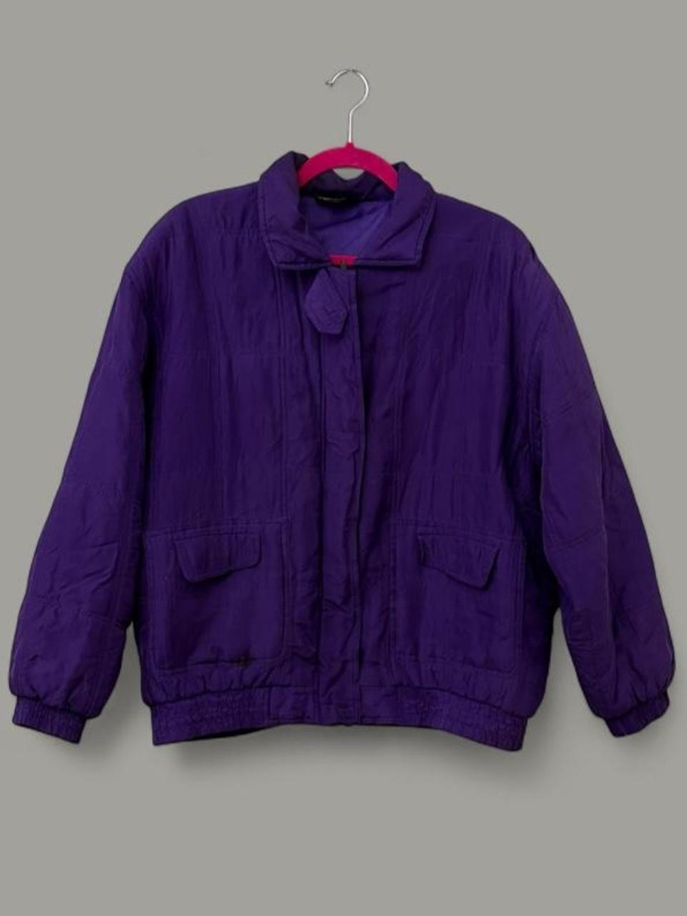 100% Silk Kim Rogers Purple Women's Bomber Jacket
